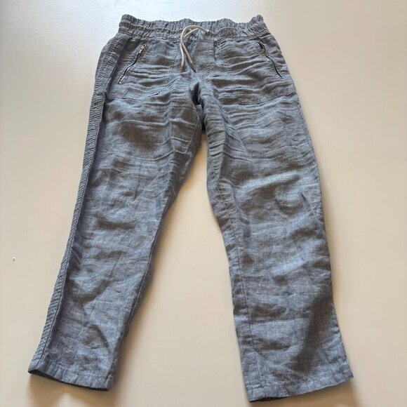 Athleta Cabo Jogger 100% Linen Trouser Pant Blue Travel Beach Travel Comfortable - Picture 1 of 6